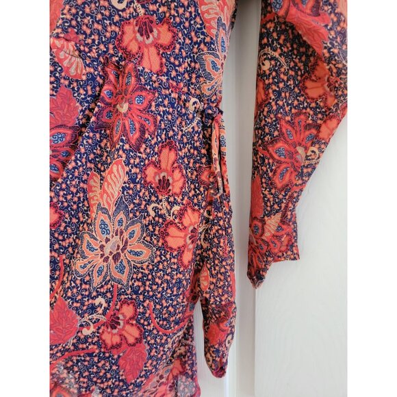 Free People Teegan Peach Mini Boho floral Dress size Medium - Picture 6 of 9